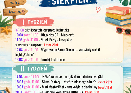 Wakacje w bibliotece 2026 - sierpień!